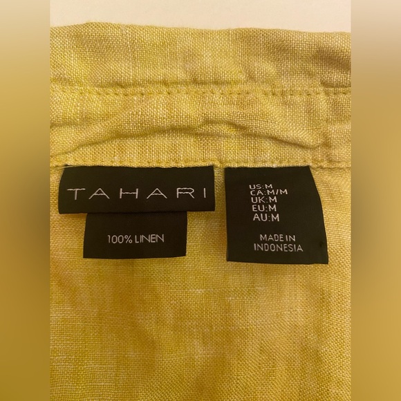 Tahari Woman’s 100% Linen Collared Popover Tunic Shirt - 3/4 Sleeve Size Medium - Picture 3 of 4